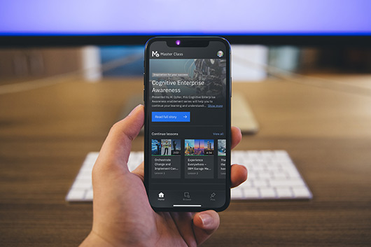 The IBM Master Class app running on a phone.