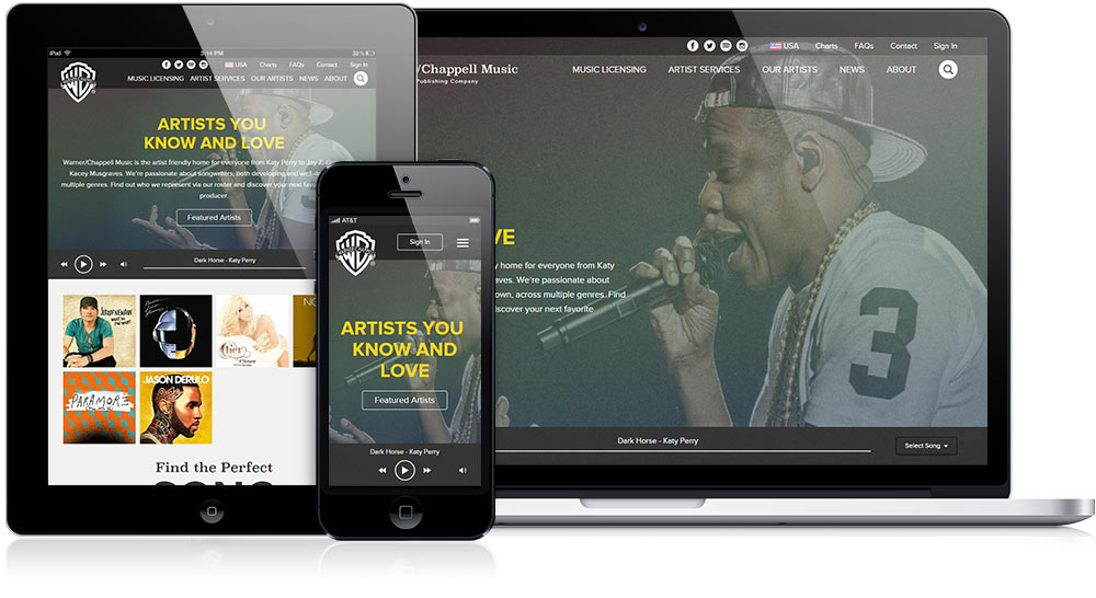 Warner/Chappell Music Responsive Website